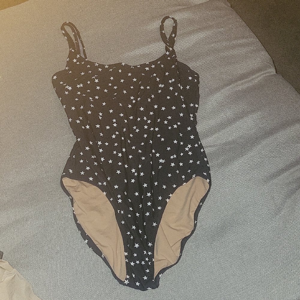 J. Crew Black Swimsuit with White Star Pattern